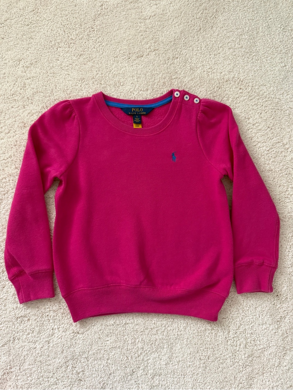 Toddler girls size 5 Polo by Ralph Sweatshirt with Shoulder Buttons